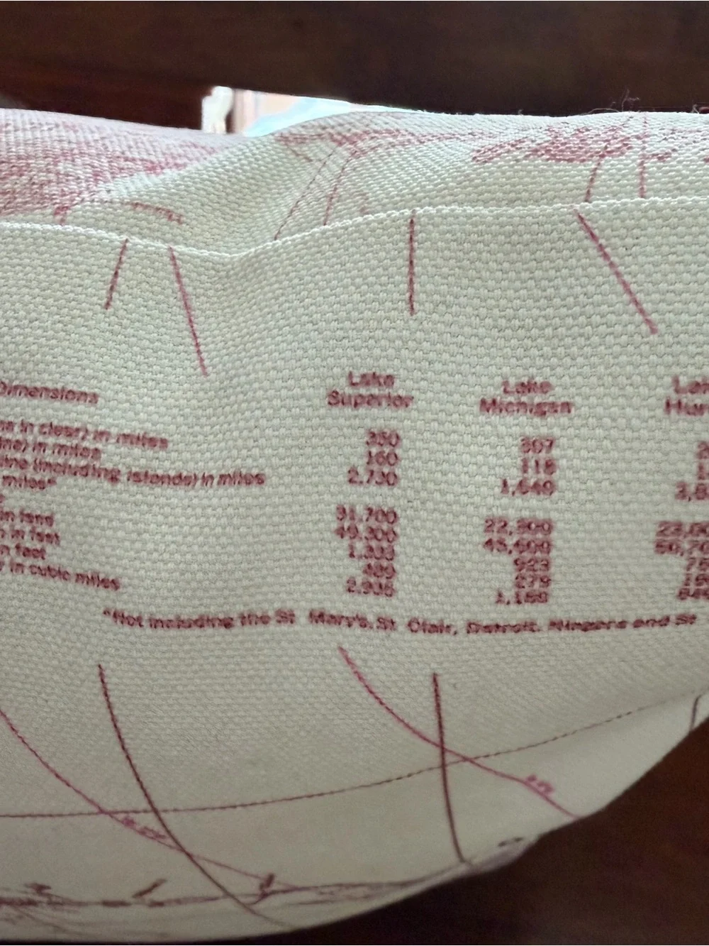 Map Print Decorative Pillow - Pink and Cream